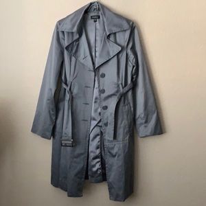 💎Bebe💎 Trench Coat Satin Silver Medium